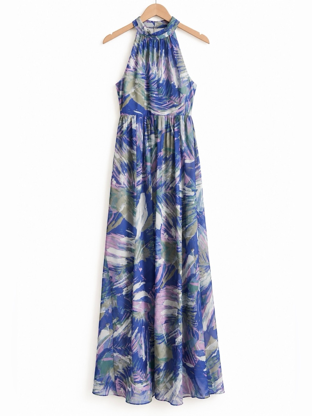 Reiss Anise Abstract Print Halter Maxi Dress Blue Purple Size 0